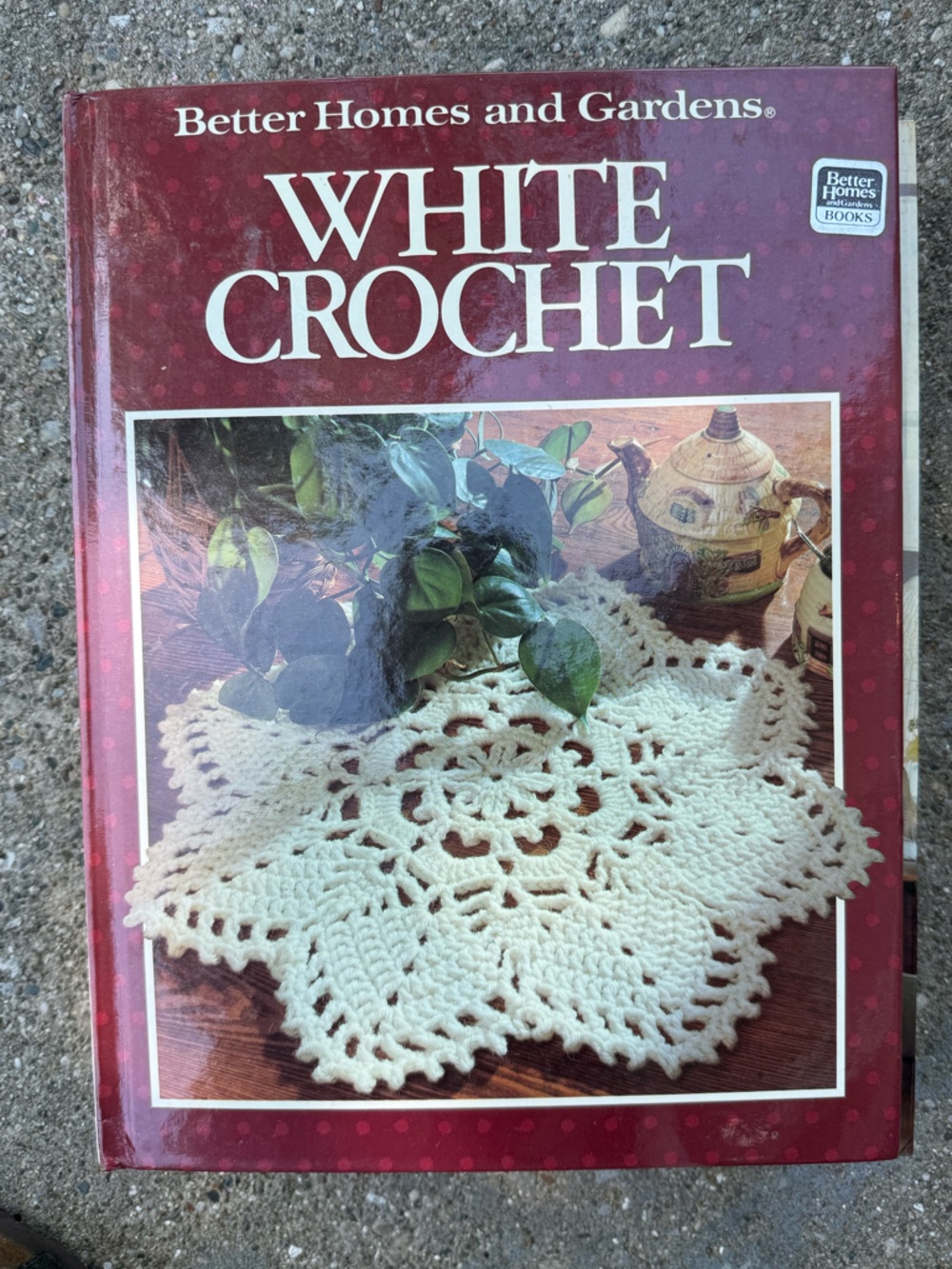 Better Homes And Gardens White Crochet Book with Cream Doily Photo